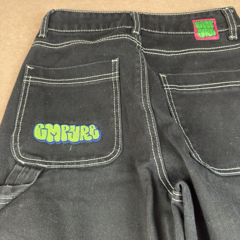 Y2K Empyre Jeans Men's 2 Black Tori Contrast‎ Stitch Carpenter Skater Mid Rise - Picture 4 of 12